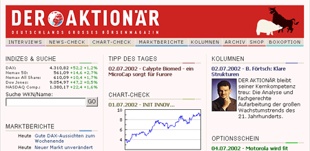 Website Börsenmagazin Der Aktionär