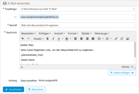 Mail versenden aus LivingApps - {personalized_link} wird durch einen Link auf den Datensatz ersetzt.