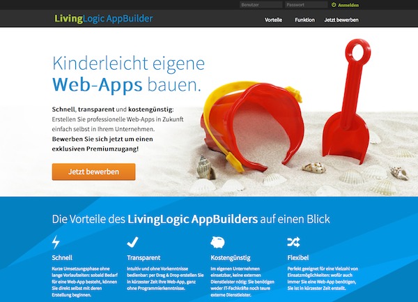 Webseite zum LivingLogic AppBuilder