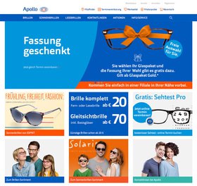 Apollo Optik — Corporate Website und Online Shop — LivingLogic liefert viele Komponenten und verantwortet das Intranet.