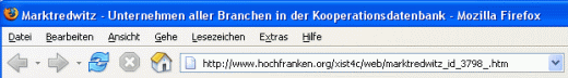 Kooperationsdatenbank Hochfranken, Adresse für Verlinkung