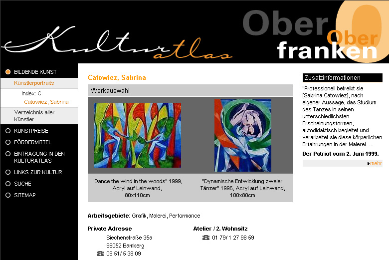 Web-Seite des Kulturatlas Oberfranken